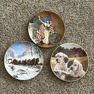 Budweiser Vintage Plates - Set of 3 - Clydesdales, Dogs and Americana